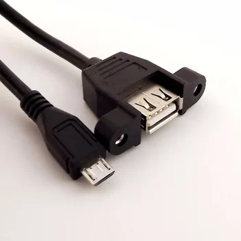 10pcs USB 2.0 Ženski Vtičnico Panel Mount Na Mikro 5 Pin Moški Podatkovni Kabel 50 cm